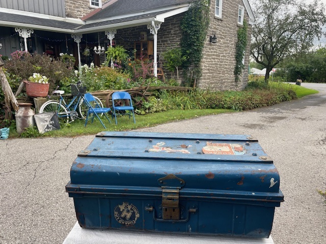 Old blue color storage box