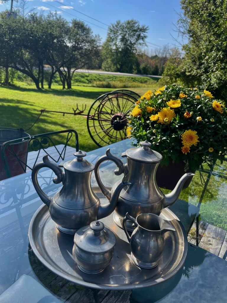 a silver tea set